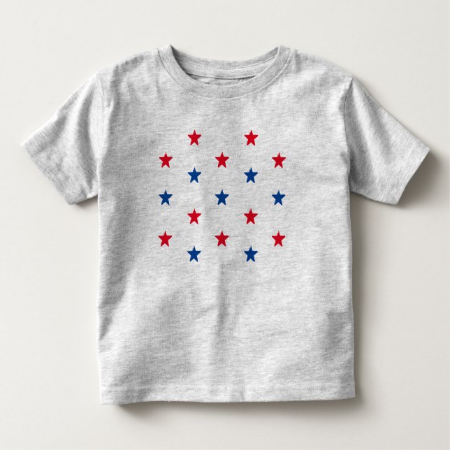 Camiseta Infantil Padrão Patriótico de estrelas brancas azuis 4 de j (Frente)