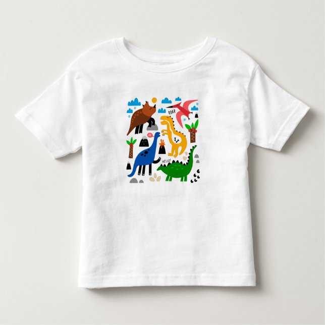 Camiseta Infantil Padrão perfeito dos dinossauros (Frente)