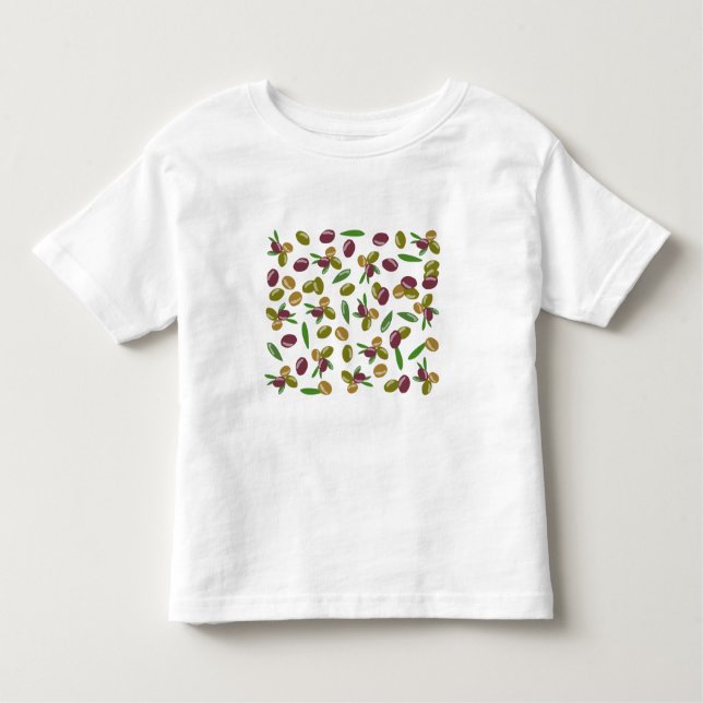 Camiseta Infantil Padrão Rustic Olive and Olive Leaves (Frente)