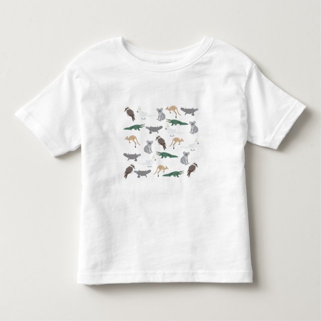 Camiseta Infantil Padrão Verde Eucalyptus - Animais Nativos Australi (Frente)