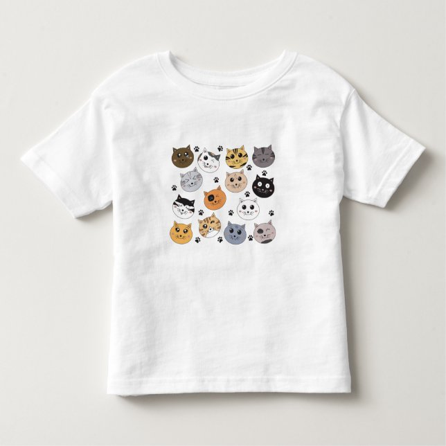 Camiseta Infantil Padrões para gatos e pata engraçados coloridos (Frente)
