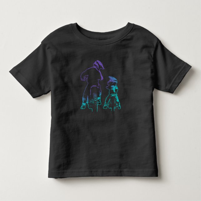 Camiseta Infantil Pai de Bicicleta e Son Motocross (Frente)