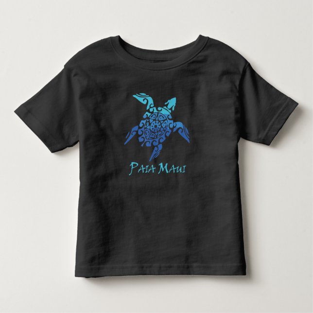 Camiseta Infantil Paia Maui, Tartaruga Tribal Estilo Polinésio, Pres (Frente)