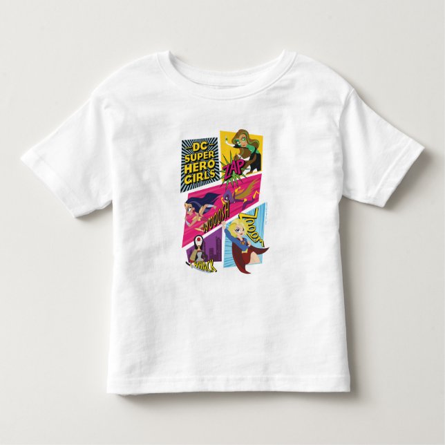 Camiseta Infantil Painéis de ação DC Super Hero Girls (Frente)