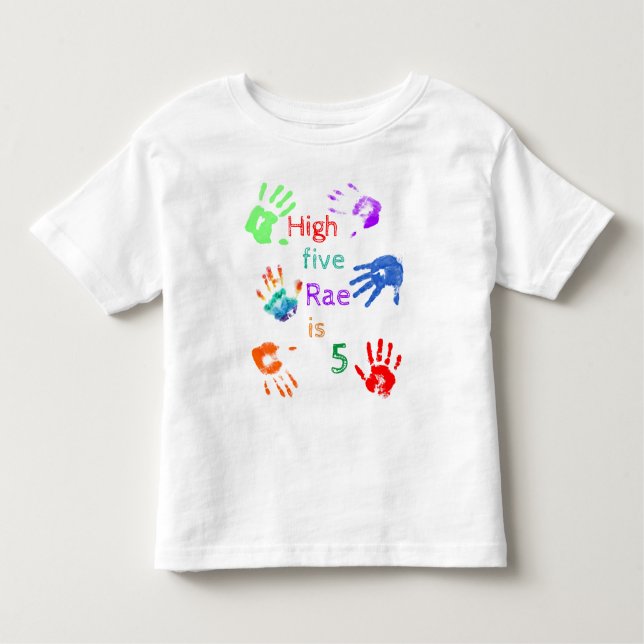 Camiseta Infantil Paint Handprint Aniversário com Nome Personalizado (Frente)