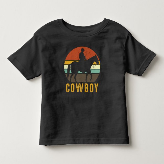 Camiseta Infantil País Retro Cowboy Oeste Cavaleiro (Frente)