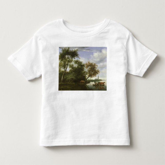 Camiseta Infantil Paisagem arborizada do rio (Frente)
