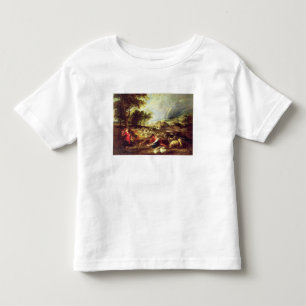 Camiseta Infantil Paisagem com arco-íris (óleo em canvas)