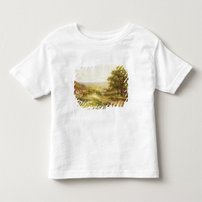 Camiseta Infantil Paisagem com crianças por uma lagoa, 1884 (Frente)