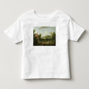 Camiseta Infantil Paisagem com empregados de fazenda, c.1730-40