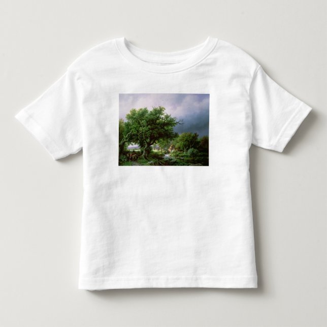 Camiseta Infantil Paisagem com um moinho (Frente)
