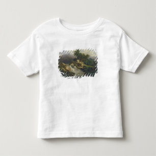 Camiseta Infantil Paisagem da floresta com cachoeira