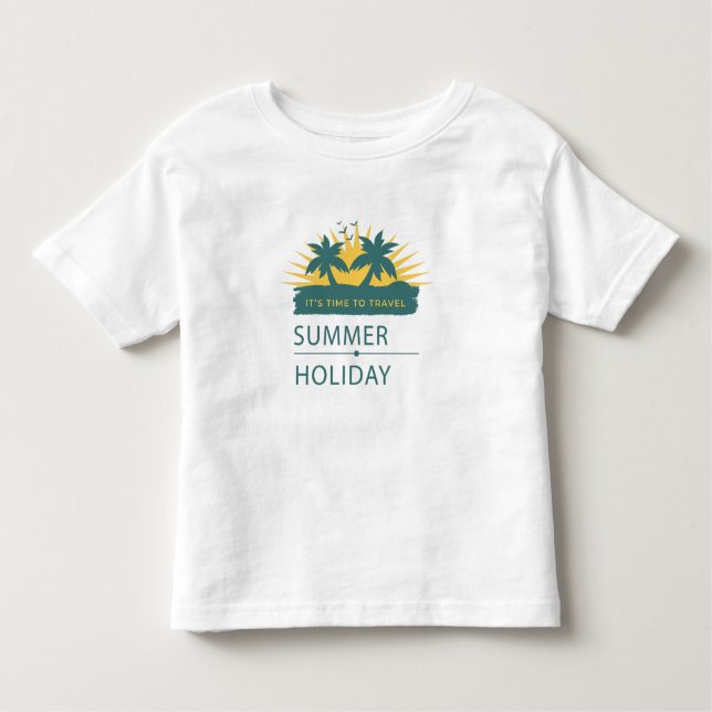 Camiseta Infantil Paisagem de Férias de Verão (Frente)