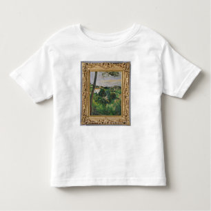 Camiseta Infantil Paisagem de Paul Cezanne com telhado vermelho ou