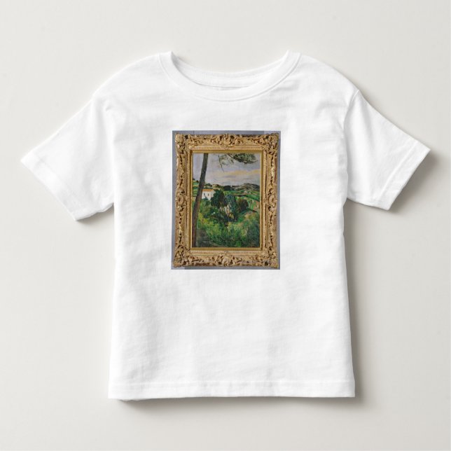 Camiseta Infantil Paisagem de Paul Cezanne | com telhado vermelho ou (Frente)
