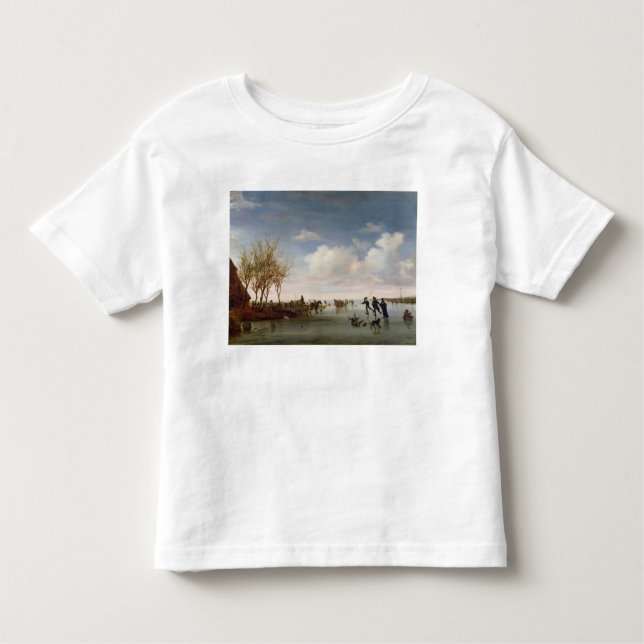 Camiseta Infantil Paisagem holandesa com patinadores (Frente)