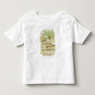 Camiseta Infantil Paisagem nórdica com cabana e o Weir de madeira