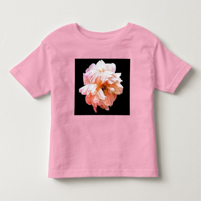 Camiseta Infantil Pale Peach Peony em Preto (Frente)