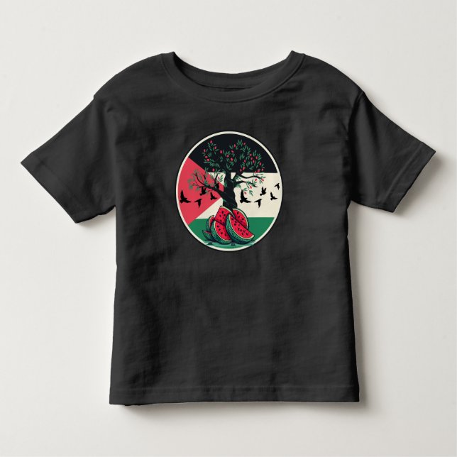 Camiseta Infantil palestina cultura palestina melancia oliveira (Frente)