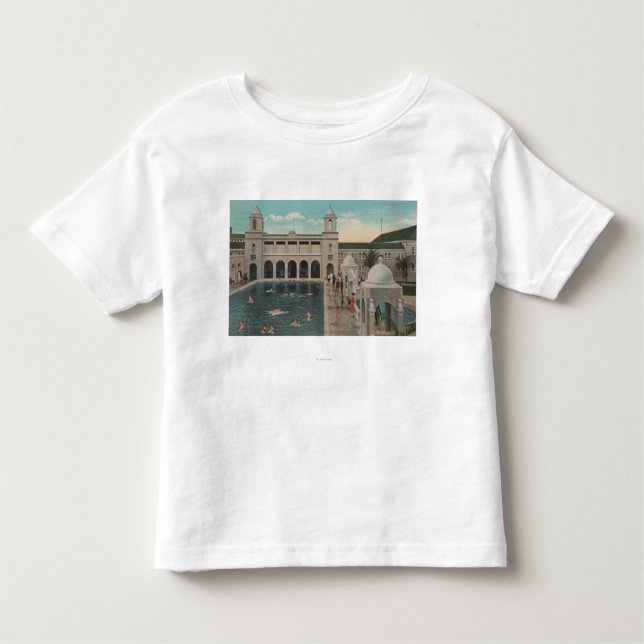 Camiseta Infantil Palm Beach, FL - vista exterior da piscina & do (Frente)