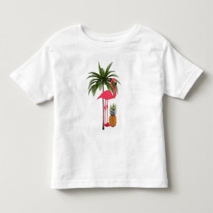 Camiseta Infantil Palm Tree, Pink Flamingo, Pineapple Todler Shirt