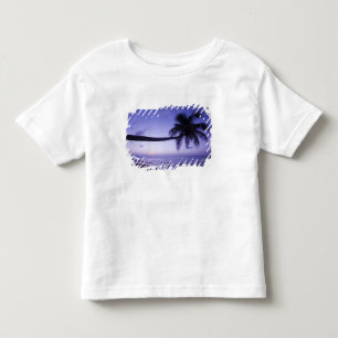 Camiseta Infantil Palmeira solitária ao pôr do sol, praia Coconut Gr