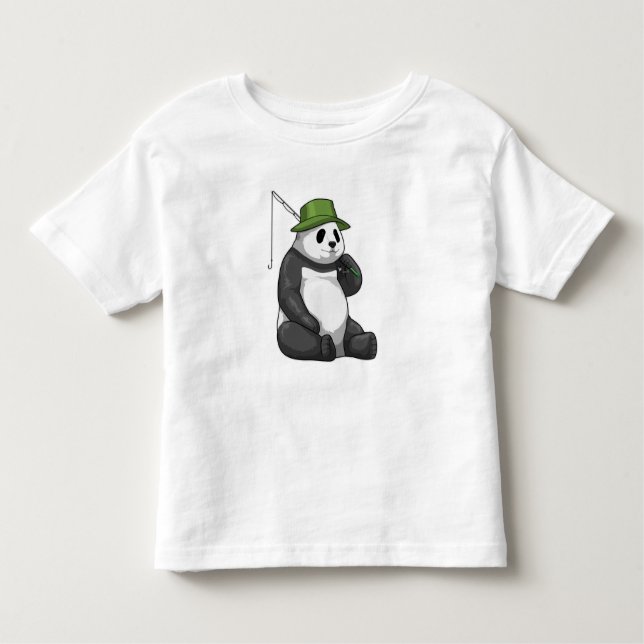 Camiseta Infantil Panda a pescar com cana de pesca (Frente)
