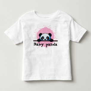 Camiseta Infantil Panda Bebê Fofo Rosa Borrifado