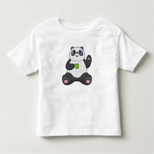 Camiseta Infantil Panda com caneca de café
