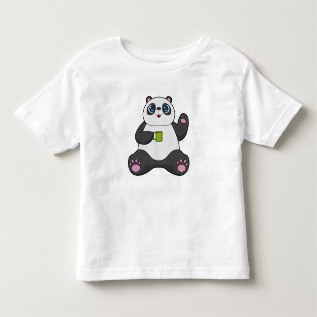 Camiseta Infantil Panda com caneca de café (Frente)