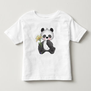 Camiseta Infantil Panda com flor amarela