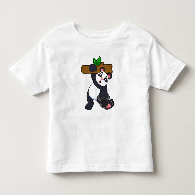 Camiseta Infantil Panda com madeira no treino da Força (Frente)