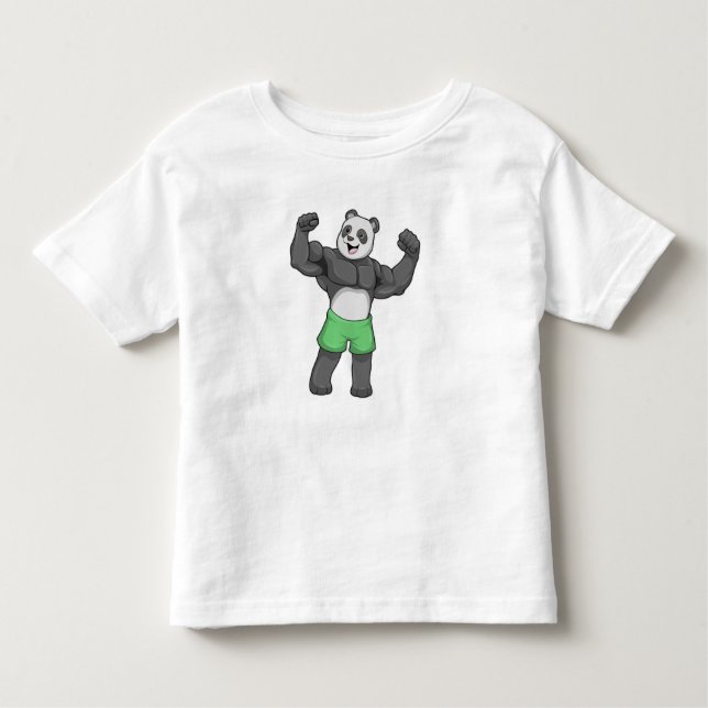 Camiseta Infantil Panda como construtor de bases em Bodybuilding (Frente)
