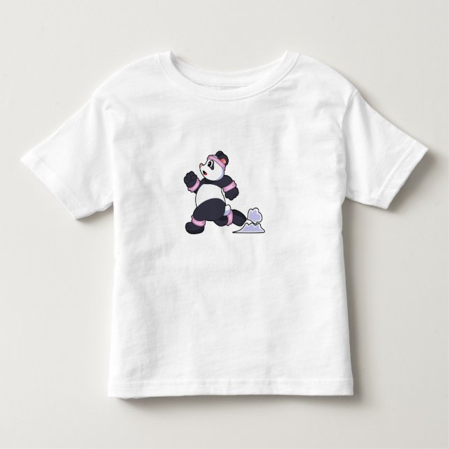 Camiseta Infantil Panda como corredor na corrida (Frente)