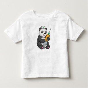 Camiseta Infantil Panda como enfermeira com seringa