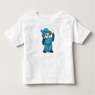 Camiseta Infantil Panda como Feiticeiro com varinha mágica