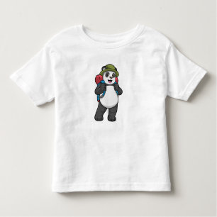 Camiseta Infantil Panda como Hiker com mochila