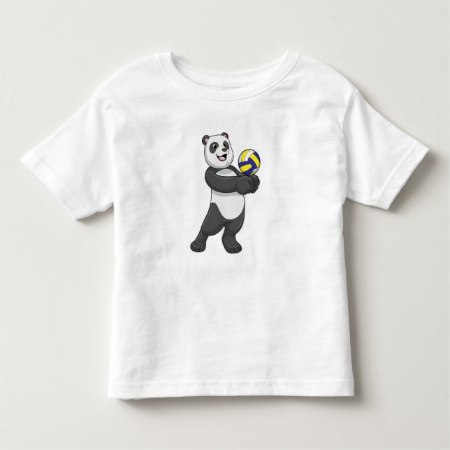 Camiseta Infantil Panda como jogador de voleibol (Frente)