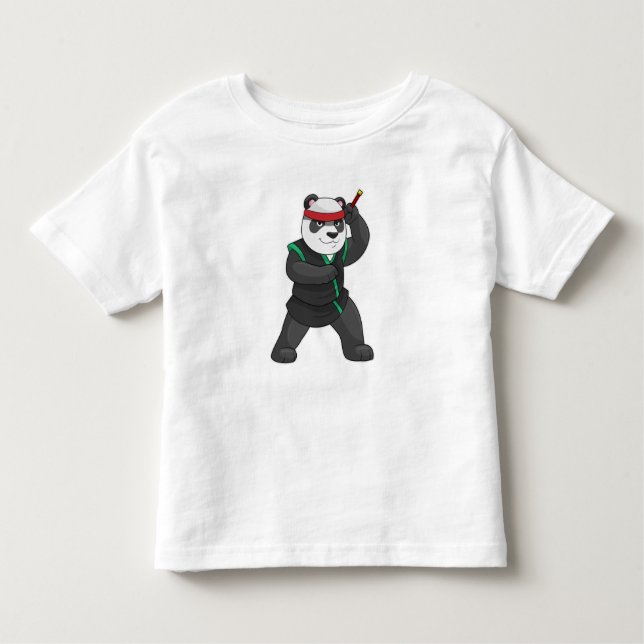 Camiseta Infantil Panda como Ninja em Figurino (Frente)