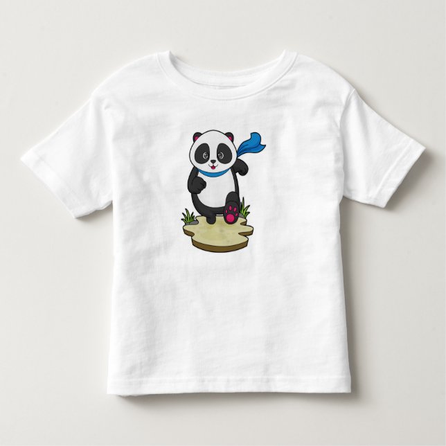Camiseta Infantil Panda como Runner com Scarf (Frente)