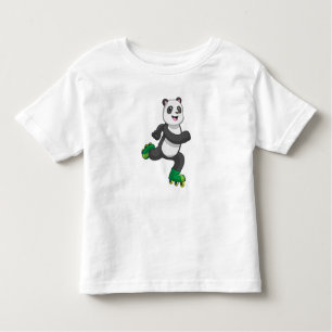 Camiseta Infantil Panda como skater em linha com skates Roller