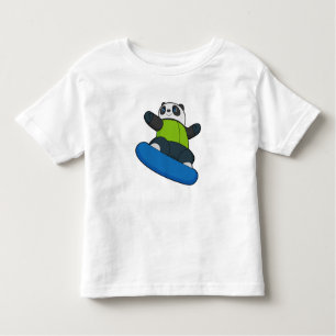 Camiseta Infantil Panda como Snowboarder com Snowboard