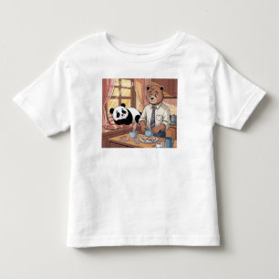 camiseta infantil panda e urso engraçado amoroso