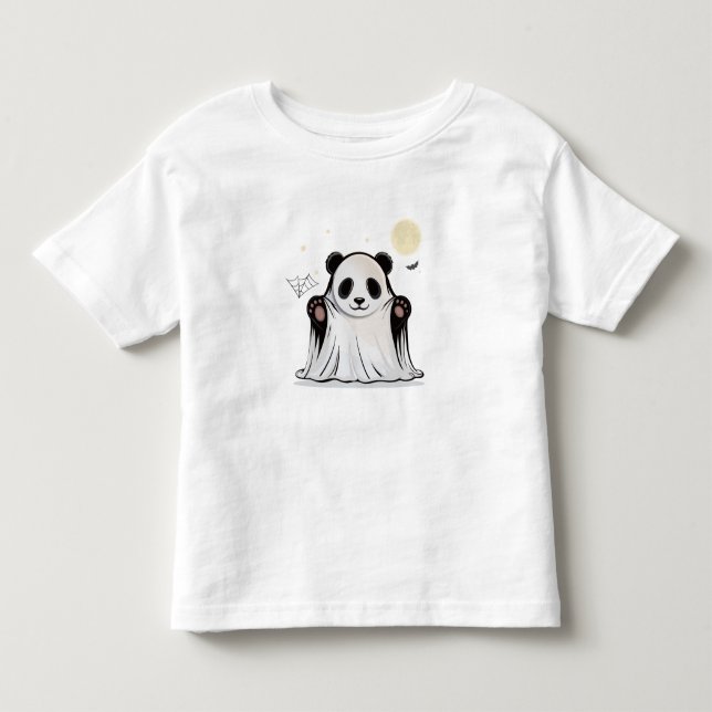 Camiseta Infantil Panda Fantasma Fofo Sob a Lua  (Frente)