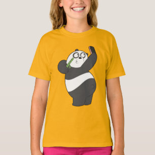 Camiseta Infantil Panda Feliz Dançando com Bambu