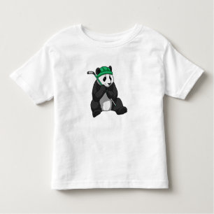Camiseta Infantil Panda no hóquei no gelo com bastão de hóquei no ge