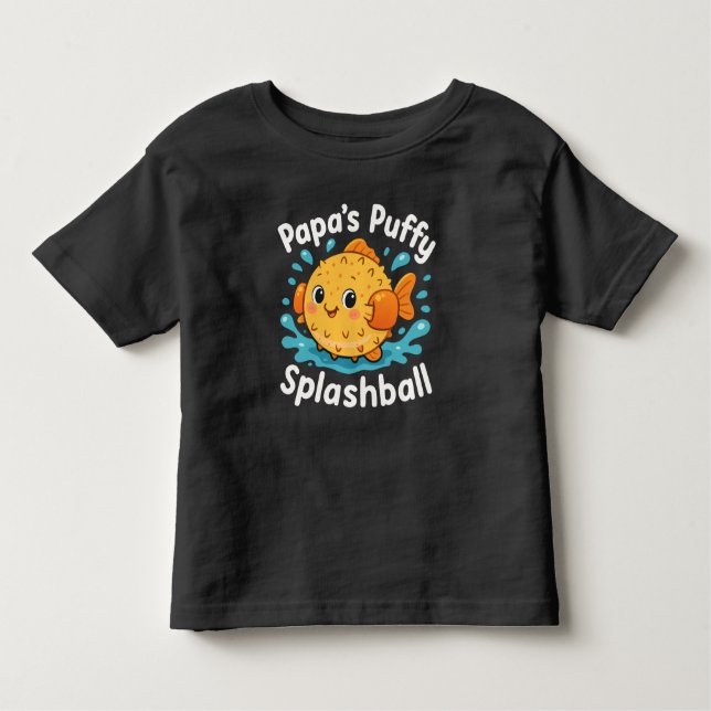 Camiseta Infantil Papá Puffy Splashball - Peixe-Água Engraçado (Frente)