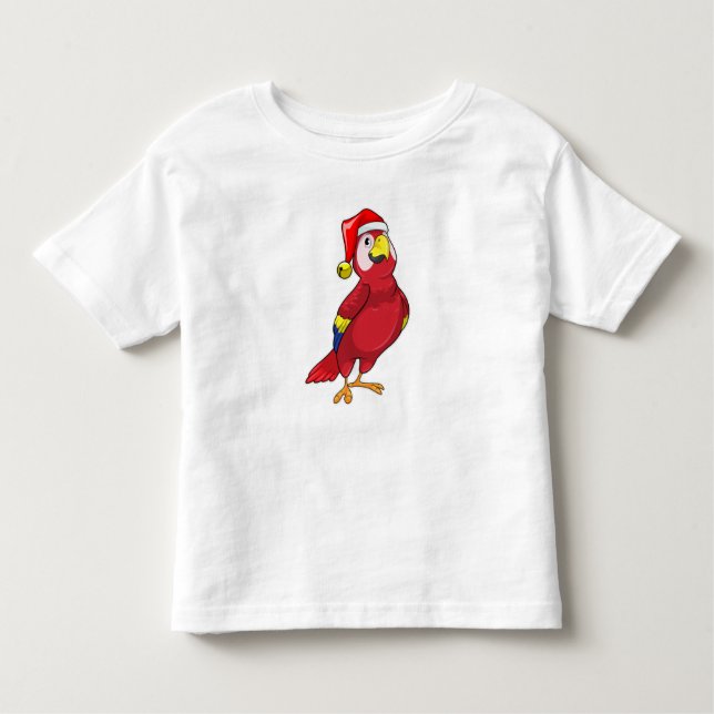 Camiseta Infantil Papagaio com chapéu de Papai Noel (Frente)