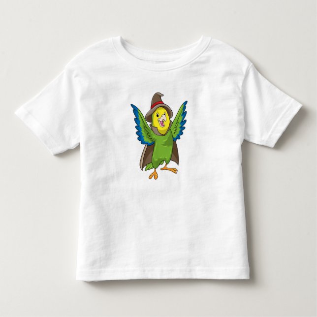 Camiseta Infantil Papagaio como assistente com chapéu (Frente)