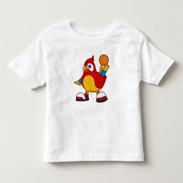 Camiseta Infantil Papagaio como jogador de basquetebol (Frente)